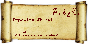 Popovits Ábel névjegykártya